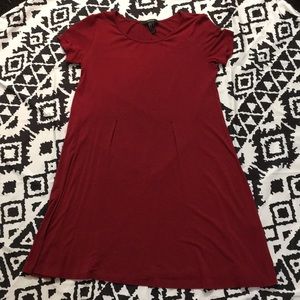 Red shirt sleeved dress